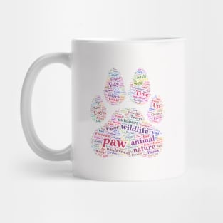 Paw Animal Silhouette Shape Text Word Cloud Mug